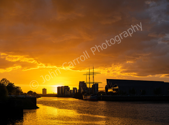 Riverside Museum & Sailing Ship Glen Lee, Glasgow sunset