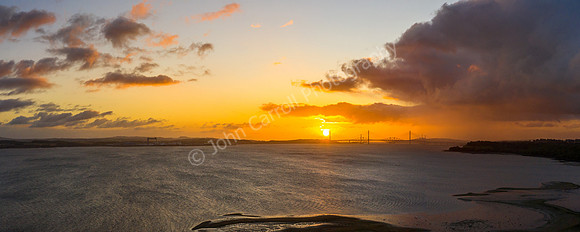 Sunries over the Forth Bridges, Lothian, Scotland